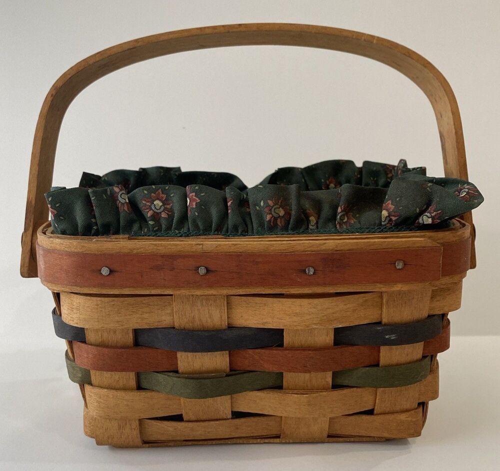 Longaberger Basket 1991 Shades of Autumn Acorn Liner Protector Swing Handle - Picture 6 of 13